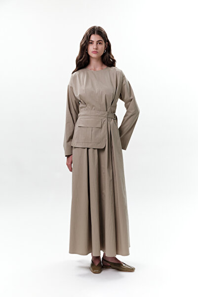 Manuka Dress with Pocket and Belt Detail Green