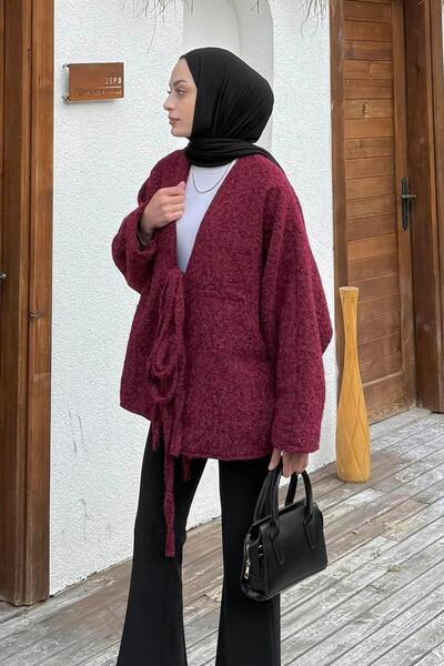 lamelif Tie-Up Kimono Burgundy