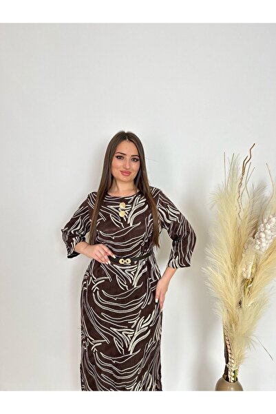 DE WHITES Plus Size Side Slit Belted Dress