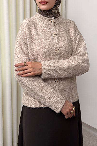 zhrcelebi كارديجان تريكو ذو ملمس ناعم 70145 - بيج