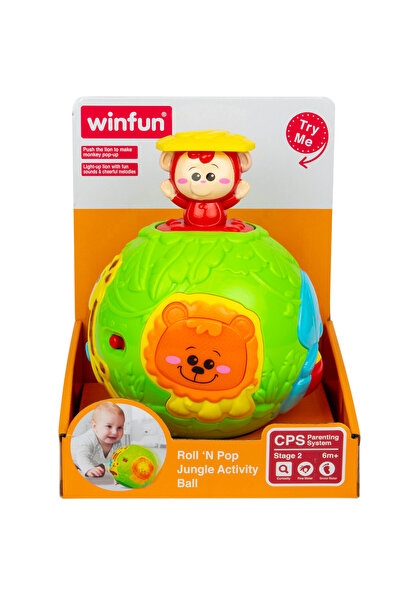 WINFUN كرة أنشطة الغابة رول آند بوب - لعبة كرة تفاعلية للأطفال الصغار مع لعبة...