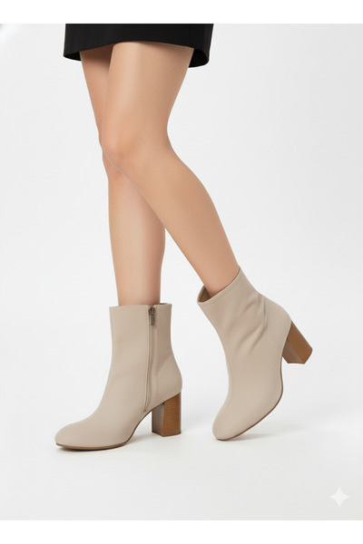 Limeo Suede Zippered Front Flat Easy to Wear Heeled Short Simple Classic Boots Bootie