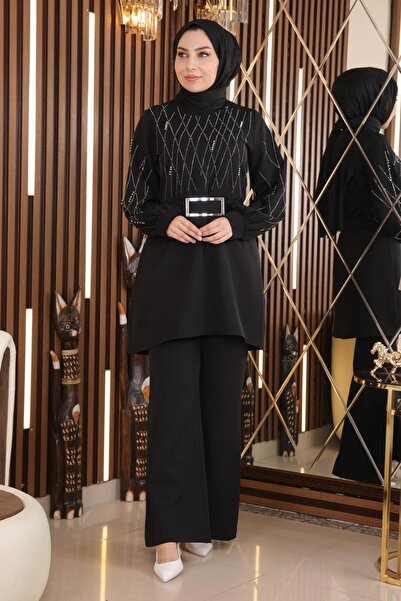 Modamihram Pearl Stone Detailed Suit Black Msw19116-3