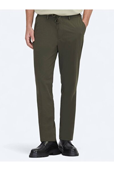 Kip Khaki Woven Jogging Fit Casual Pants