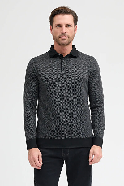 Wellalux Men's Polo Neck Long Sleeve Sweatshirt