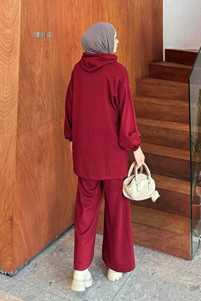 lamelif Arma Detailed Double Suit Claret Red