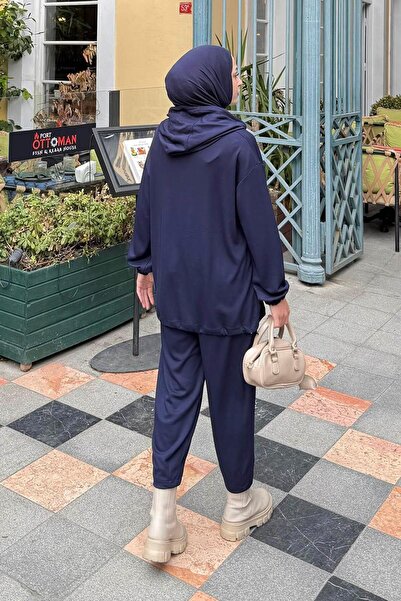 lamelif Hooded Double Suit Navy Blue