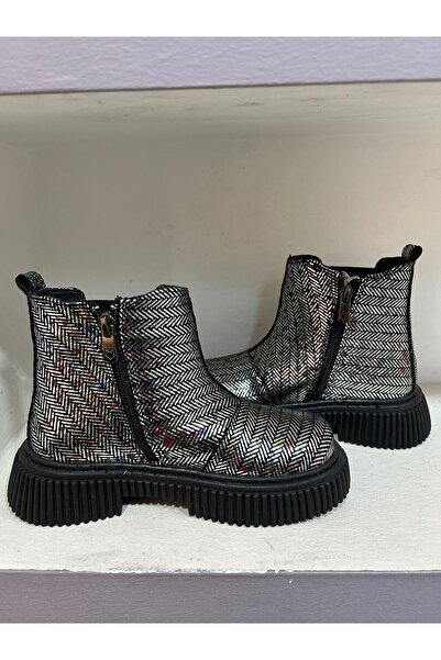 Bağcı ÇOCUK HAKİKİ DERİ BOT DESSENLİ GÜMÜŞ