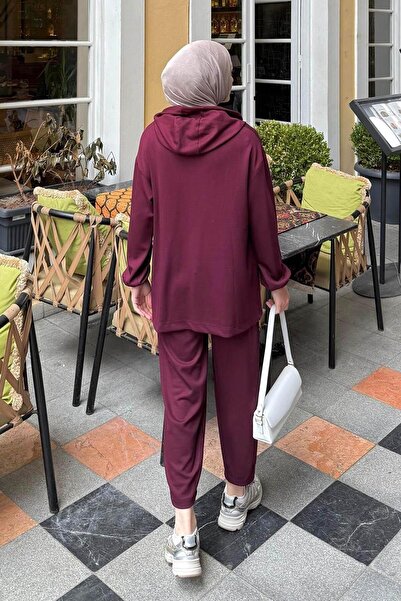lamelif Hooded Double Suit Claret Red