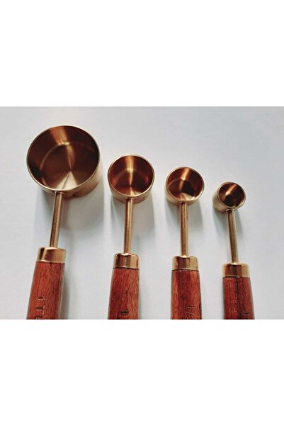 bir sürü eşya pak market Gold Measuring Spoon Set of 4 Wooden Handle Measuring Spoons Small Quantity Measuring Spoons