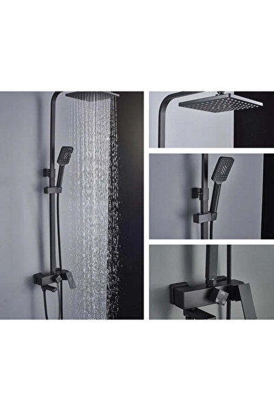 Sanlux Set coloană duș, negru mat sistem complet cu mixer apă caldă/rece, VST92