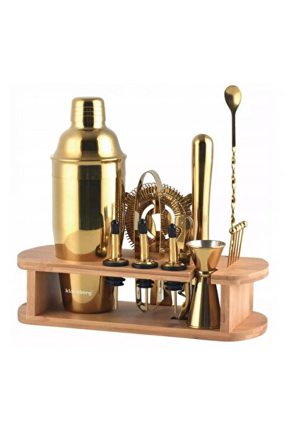 Klausberg Cocktail shaker set for bartenders, 16 pieces, gold,