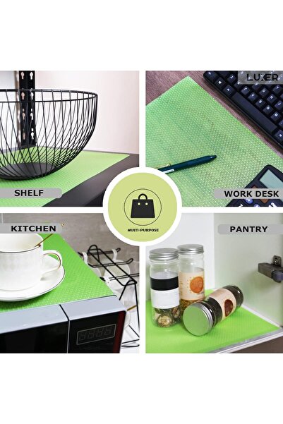LUXER 4 Non-Slip Mats for Refrigerator Shelf/Drawer Protection, Placemats, 45x29 cm, Green