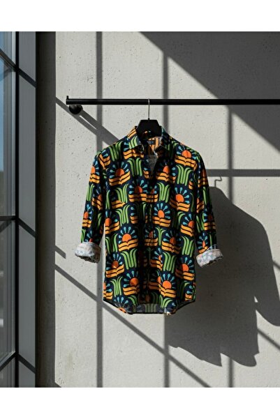 YusGos Men's Regular Fit Regular Collar Long Sleeve Easy Iron Patterned Premium Cotton Shirt