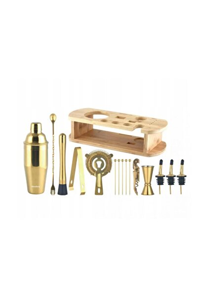 Klausberg Cocktail shaker set for bartenders, 16 pieces, gold,