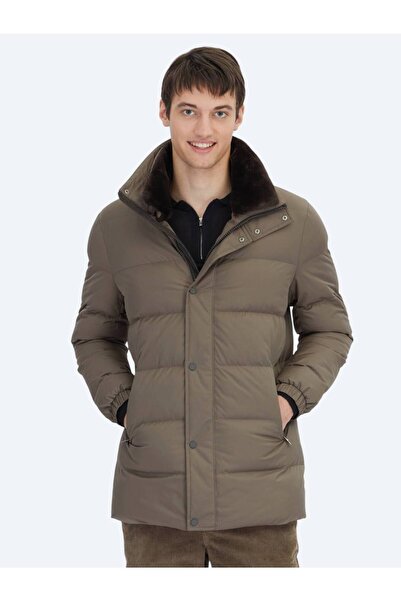 Kip Mink Mock Neck Casual Woven Coat