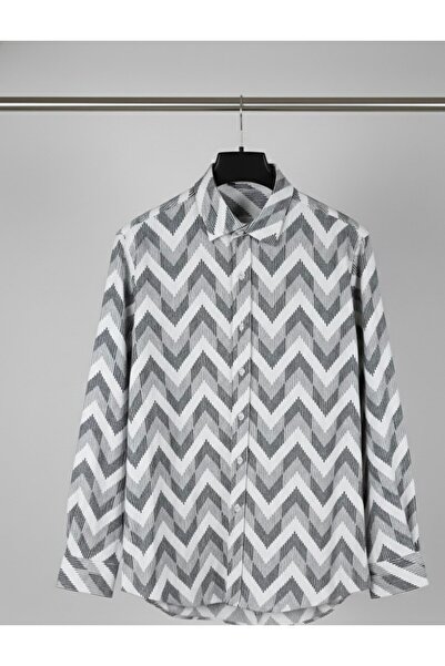 YusGos Long Sleeve Patterned Cotton Easy Iron Regular Fit Men's Stretch Fabric Winter Shirt