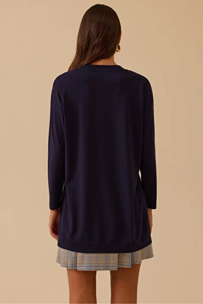SEÇİL Women's Crew Neck Basic Tunic - Navy Blue