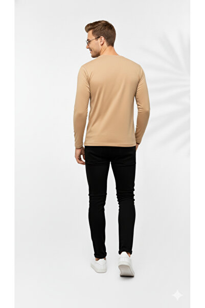 ribana Ανδρικό εφαρμοστό Μη κυρτό, με λεπτομέρεια στο λαιμό Basic Two Threaded Sha επένδυση fleece φούτερ