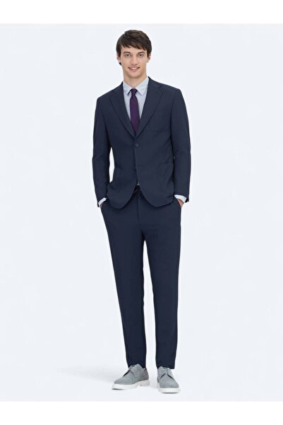Kip Navy Plain Fitted Fit Knitted Suit