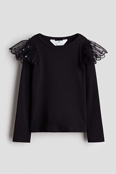 H&M Tulle-detail cotton top