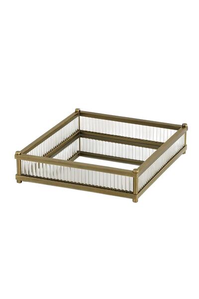 PELLE DESİGN Dekoratif Tepsi Jardinyer Cam Çubuklu 40 x 40cm