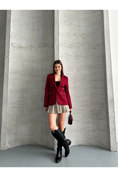 solena sln Women's Buttoned Waist-Fitted Classic Blazer Jacket