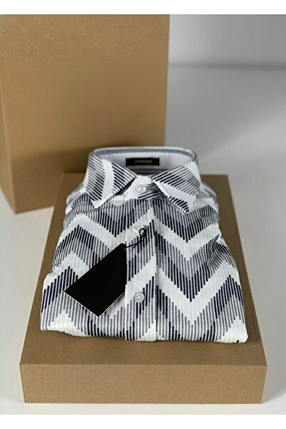 YusGos Long Sleeve Patterned Cotton Easy Iron Regular Fit Men's Stretch Fabric Winter Shirt