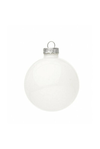 Bizzotto Σετ 36 λευκών γυάλινων χριστουγεννιάτικων δέντρων με μπάλες 6 εκ.
