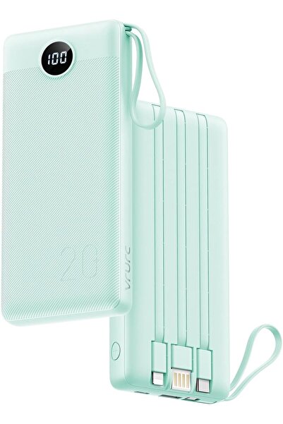 Generic VRURC Portable Charger 20000mAh Built-in Cable Fast Charging Power Bank PD QC 3.0 USB-C