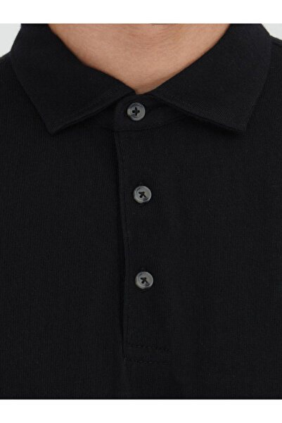 Kip Μαύρο μπλουζάκι με γιακά πόλο από βαμβακερό μείγμα