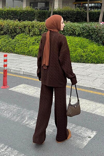 lamelif Braided Fleece-Lined Set Bitter Brown