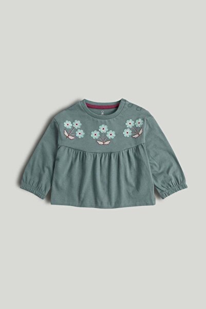 MOTHERCARE Green Embroidered Long-Sleeved T-Shirt