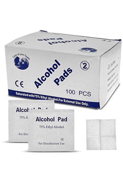 xolo İthal 100 Adet Alkollü %75 Ethyl Alcohol Günlük Genel Mendil Alkol Pedle...
