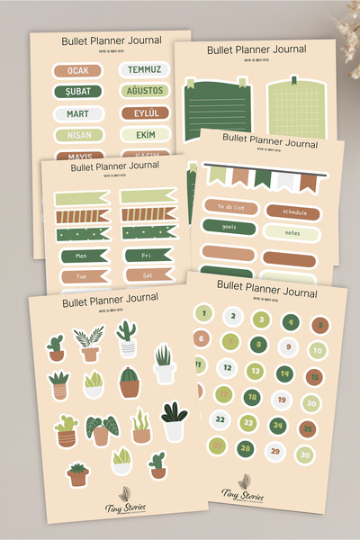 tinystoriestr Set naljepnica za bullet journal - 6 listova / Agenda, spomenar...