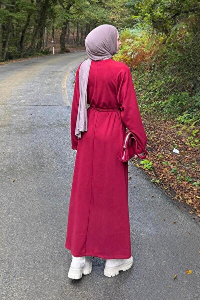 lamelif Φόρεμα με λεπτομέρεια αρματοσχεδίασης μπορντό