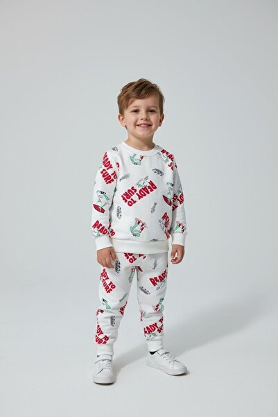 morbella Boys Printed Tracksuit Set - Long Sleeve Sweatshirt, Shark / Surf Print