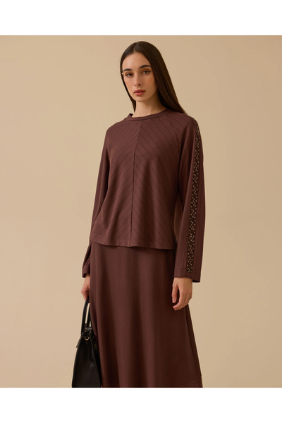 SCL Çizgili Kol Detaylı Bluz