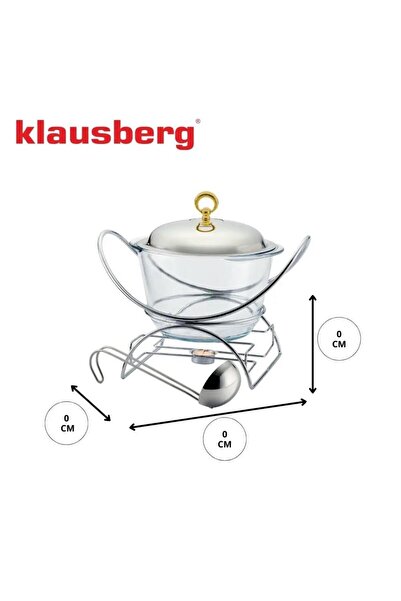 Klausberg Bowl, food heating container, glass, 4 liter capacity, stainless steel stand
