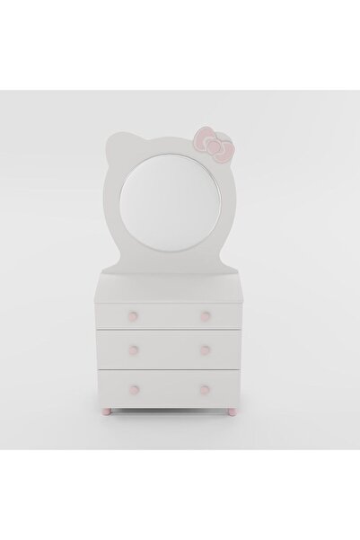 danube Kitty 3-Drawer Dresser with Mirror - White & Pink Kids Furniture, Engineered Wood, 2-Year Warranty