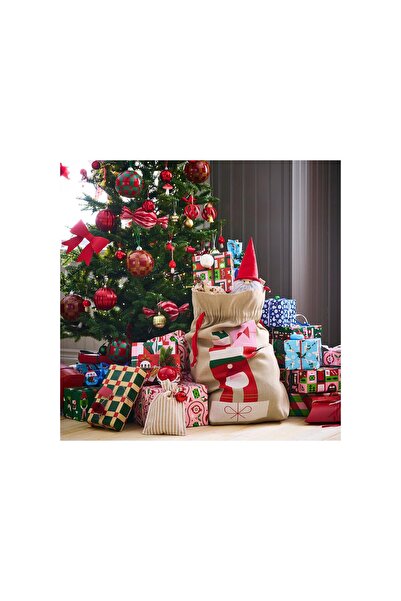 IKEA pungă cadou, maro-roșu, 90x56 cm