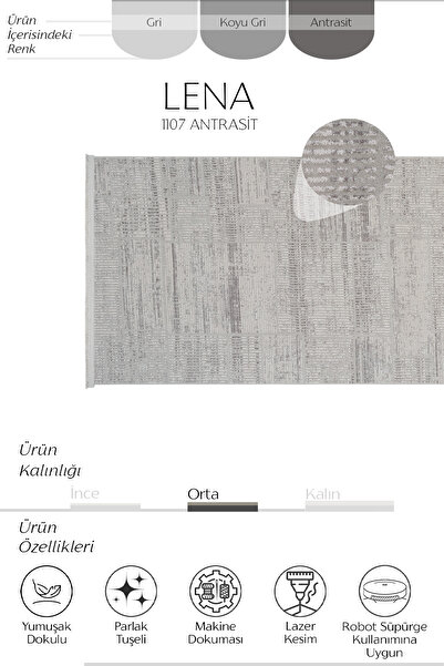 Cool Halı Lena Anthracite Gray Acrylic Long Carpet Soft Laser Cut Summer Entrance Doorway Hallway Corridor Carpet Runner