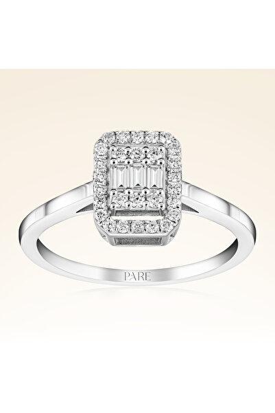 Pare Pırlanta 0,24 Karat Baget Pırlanta Yüzük