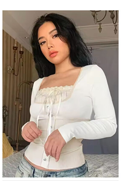 Köstebek Gathered Neckline Buttoned Long Sleeve Gothic Blouse