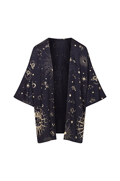 ESOTIQ Women's Bathrobe House Robe Dressing Gown Astral Cosmic Pattern 100% Viscose | Jupiter