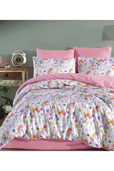 NURLATEX طقم غطاء لحاف كبير الحجم بنقشة زهور مع ملاءة مرنة