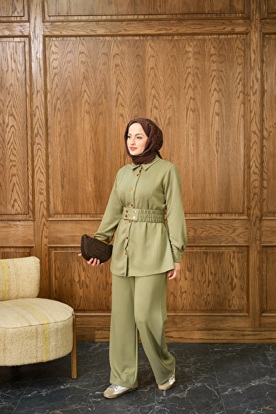 LOCCO Women's Belt Detail Suit Green