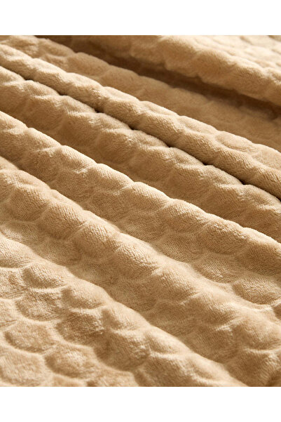 REDTAG Beige Jacquard Blanket (Double Size)