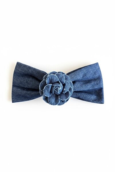 TAKIŞTIR Navy Blue Color Ribbon Figured Flower Detailed Vending Machine Buckle