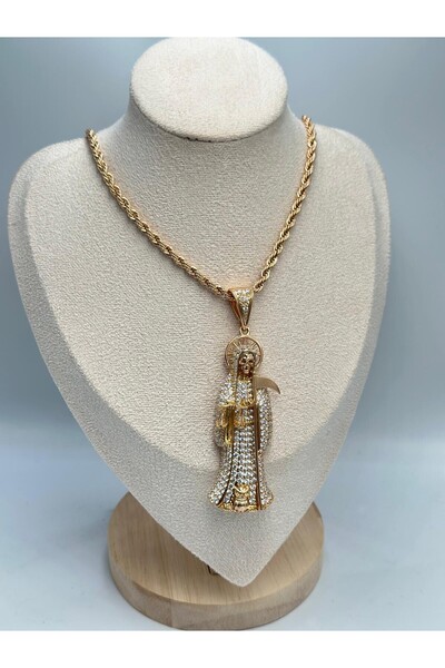 MyladyAccessoriess قلادة ملاك الموت بتفاصيل حجر الزركون (فولاذ)